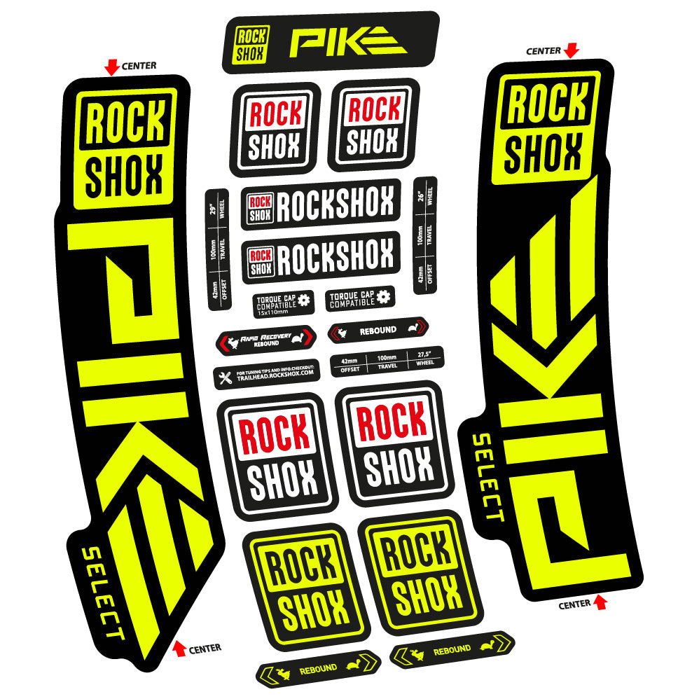 Stickers Rock Shox Pike Select 2023 compatibles Autocollants fourche VTT