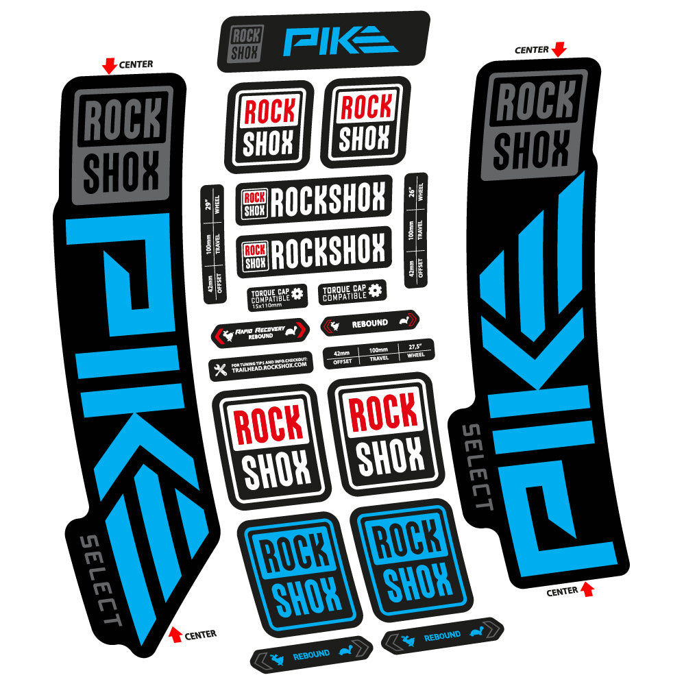 Stickers Rock Shox Pike Select 2023 compatibles Autocollants fourche VTT
