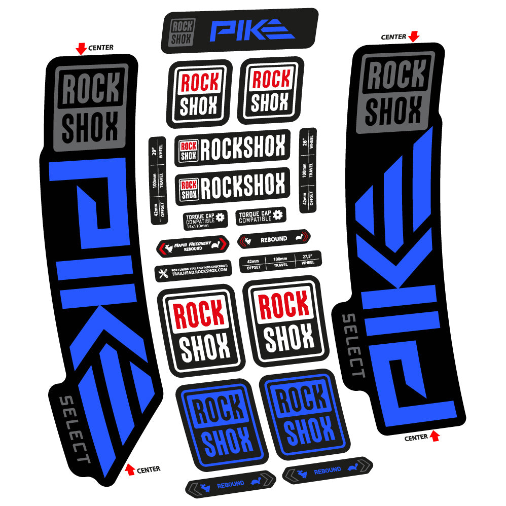 Stickers Rock Shox Pike Select 2023 compatibles Autocollants fourche VTT
