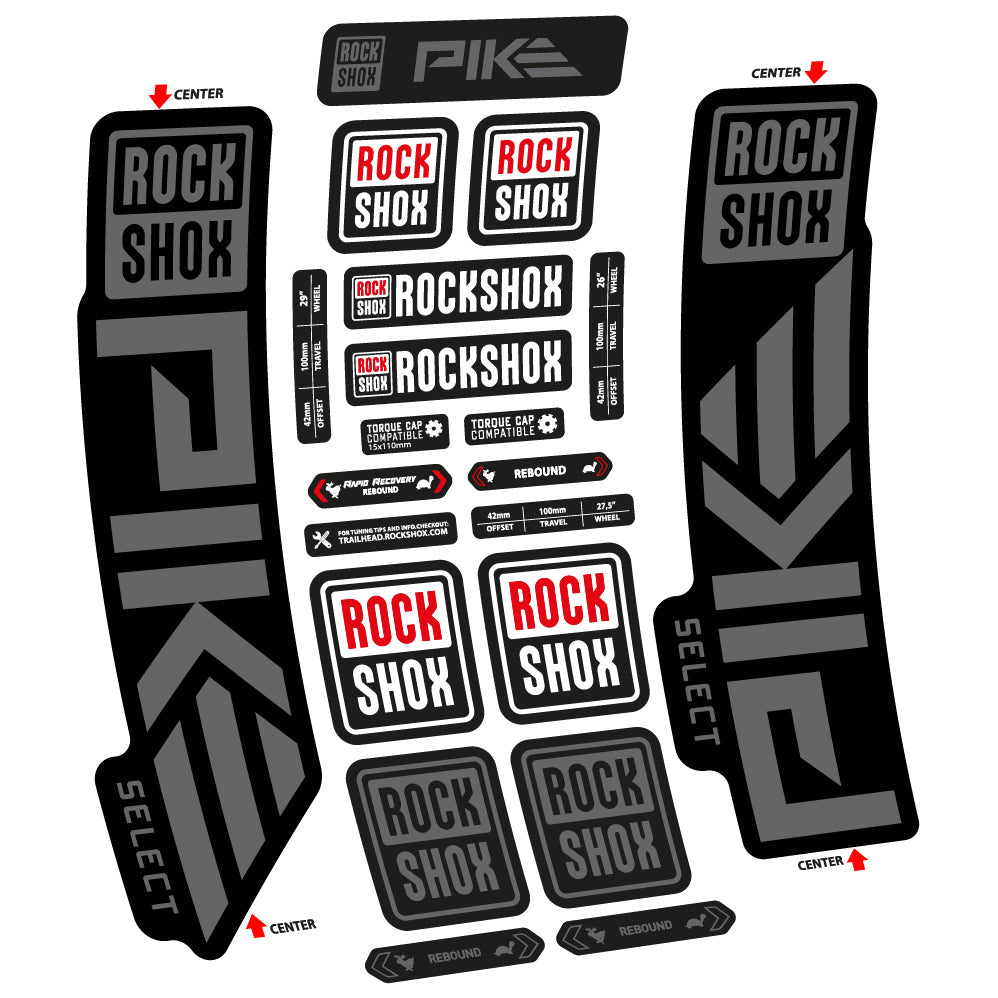 Stickers Rock Shox Pike Select 2023 compatibles Autocollants fourche VTT