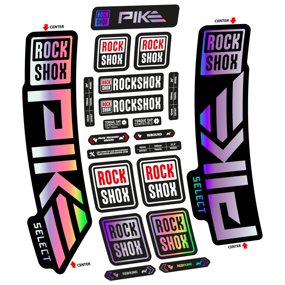 Stickers Rock Shox Pike Select 2023 compatibles Autocollants fourche VTT