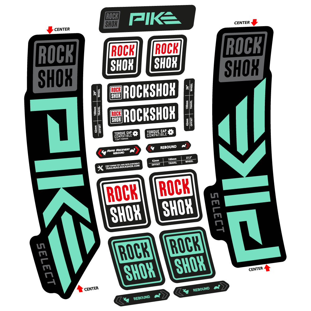Stickers Rock Shox Pike Select 2023 compatibles Autocollants fourche VTT