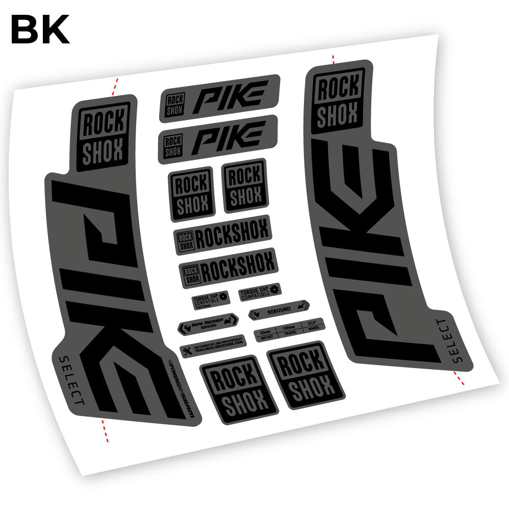 Stickers Rock Shox Pike Select 2021 compatibles Autocollants fourche VTT