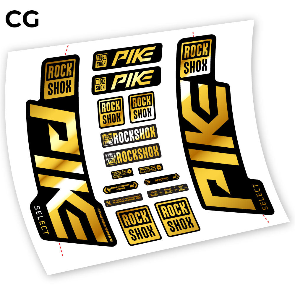 Stickers Rock Shox Pike Select 2021 compatibles Autocollants fourche VTT