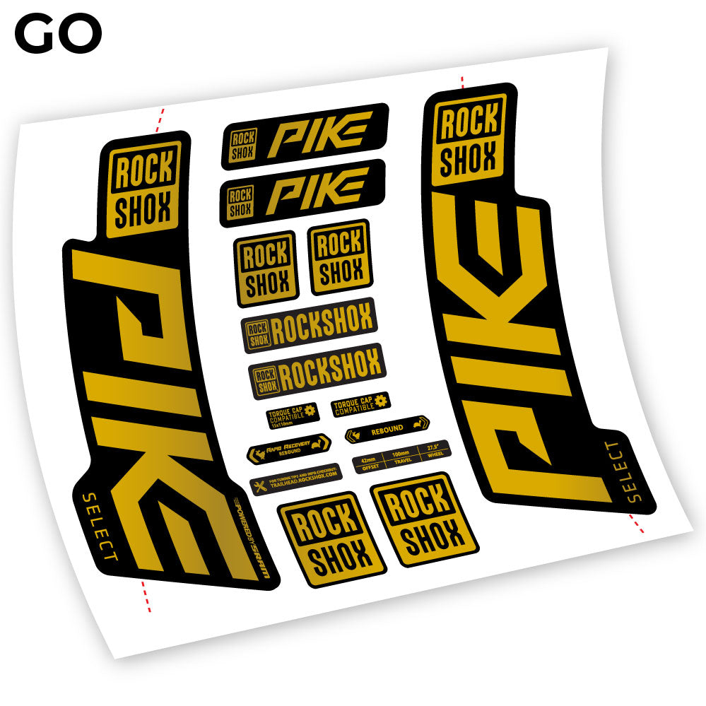 Stickers Rock Shox Pike Select 2021 compatibles Autocollants fourche VTT