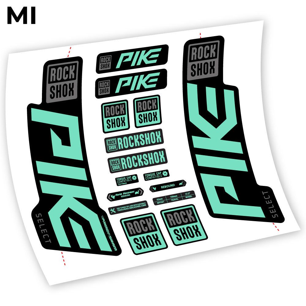 Stickers Rock Shox Pike Select 2021 compatibles Autocollants fourche VTT