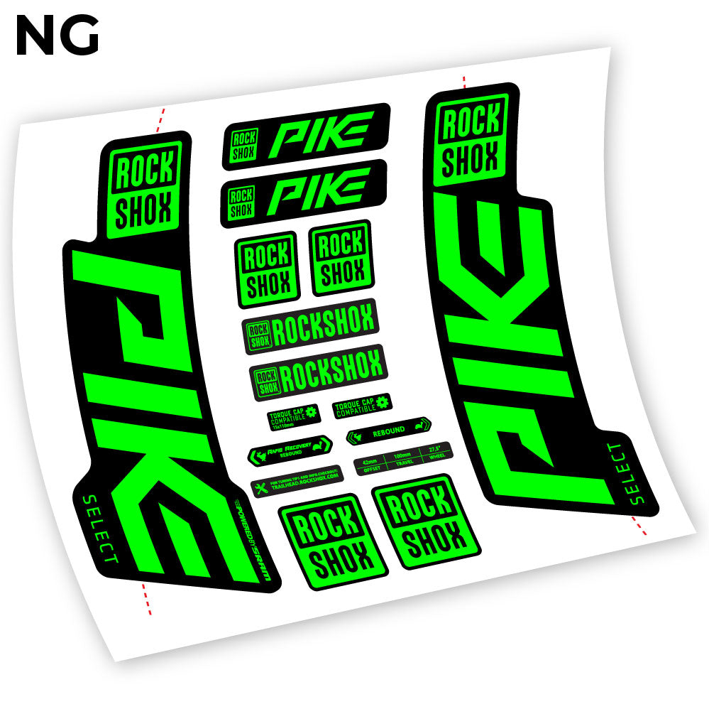 Stickers Rock Shox Pike Select 2021 compatibles Autocollants fourche VTT