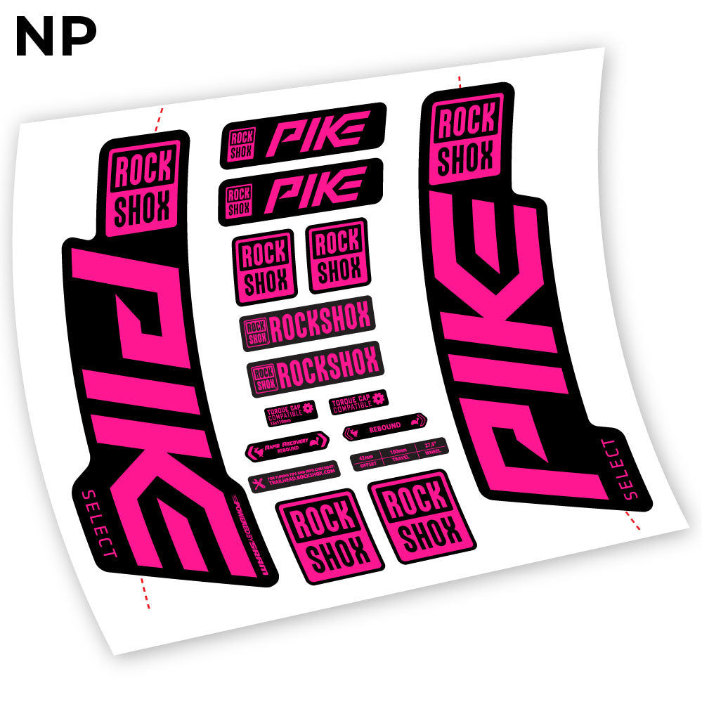 Stickers Rock Shox Pike Select 2021 compatibles Autocollants fourche VTT