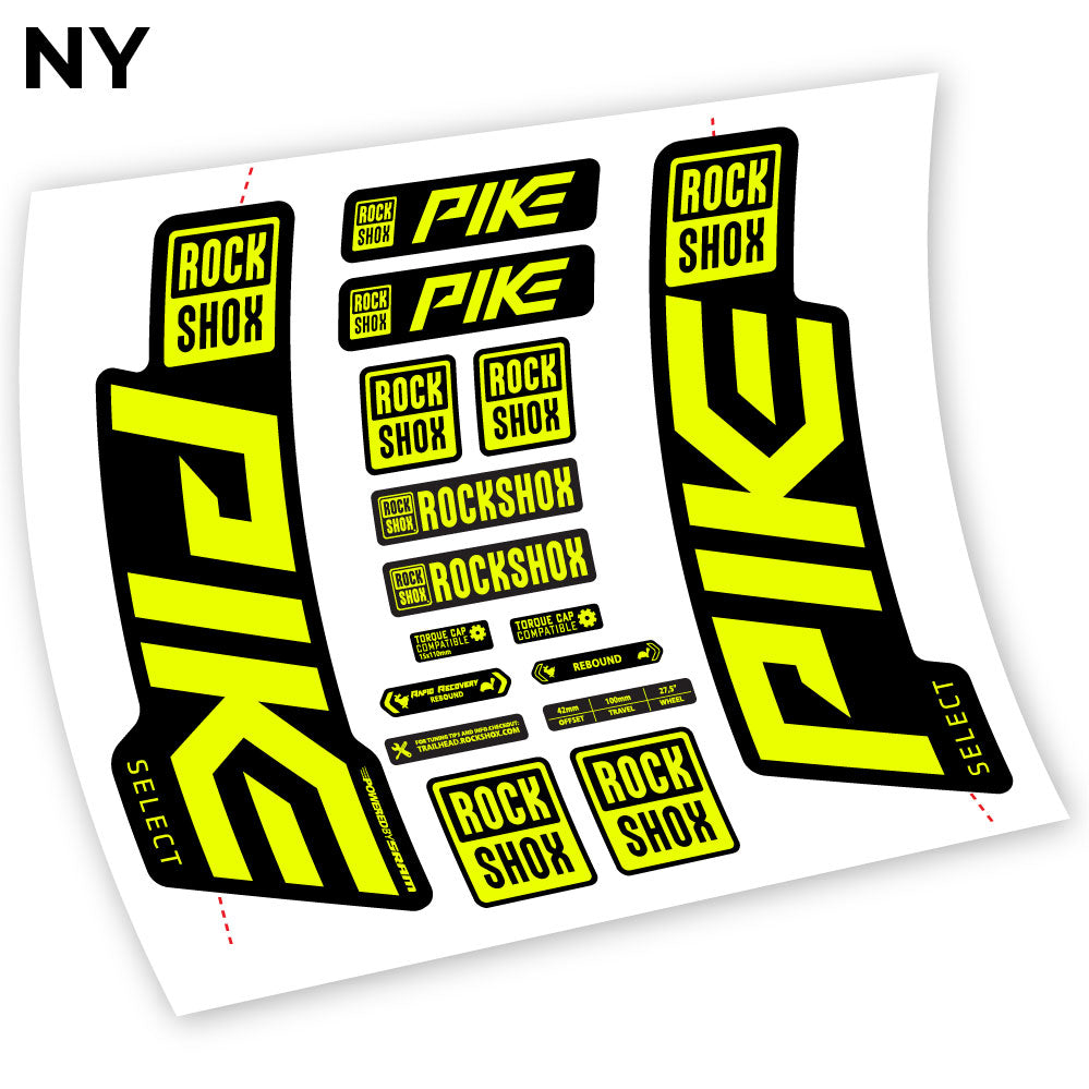 Stickers Rock Shox Pike Select 2021 compatibles Autocollants fourche VTT