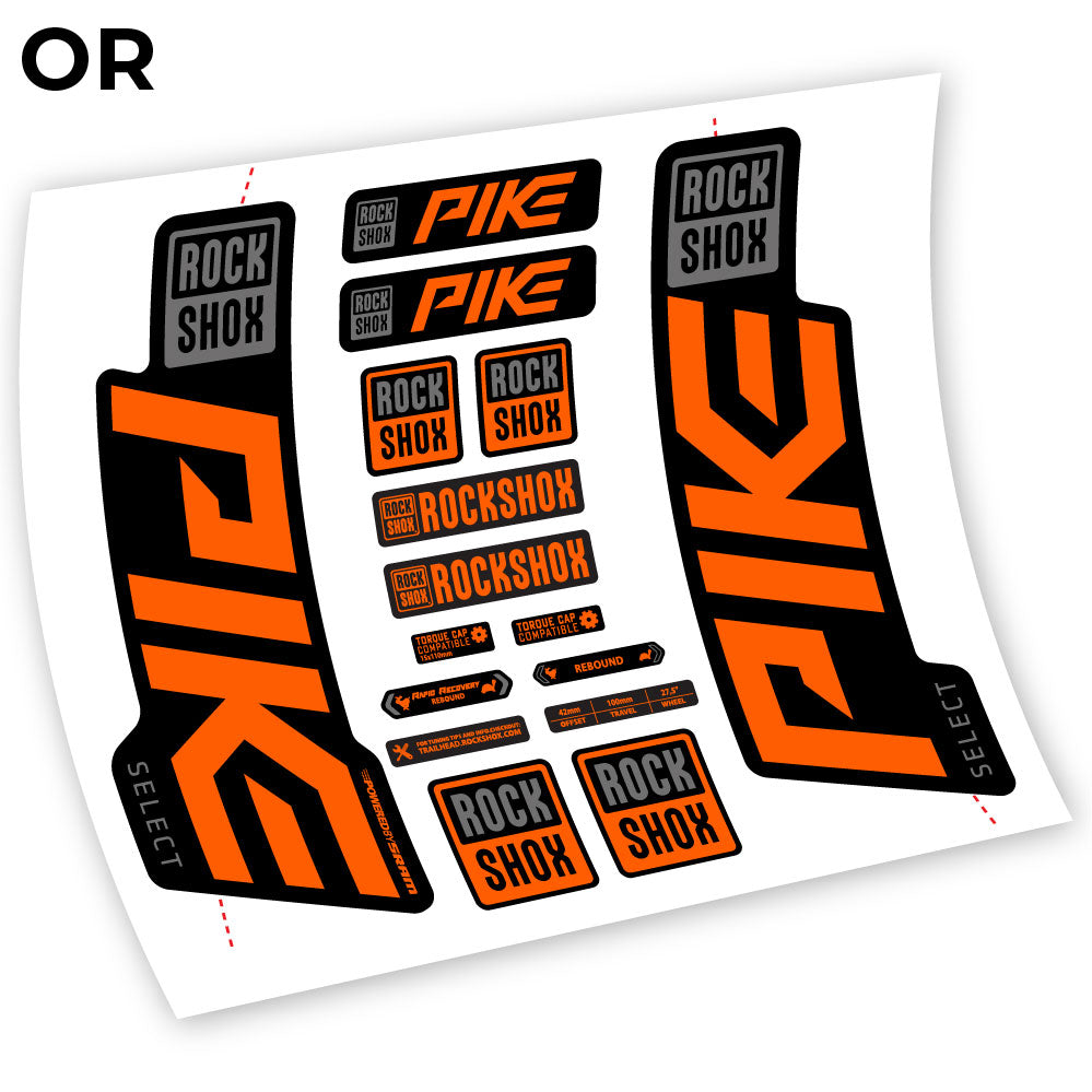 Stickers Rock Shox Pike Select 2021 compatibles Autocollants fourche VTT