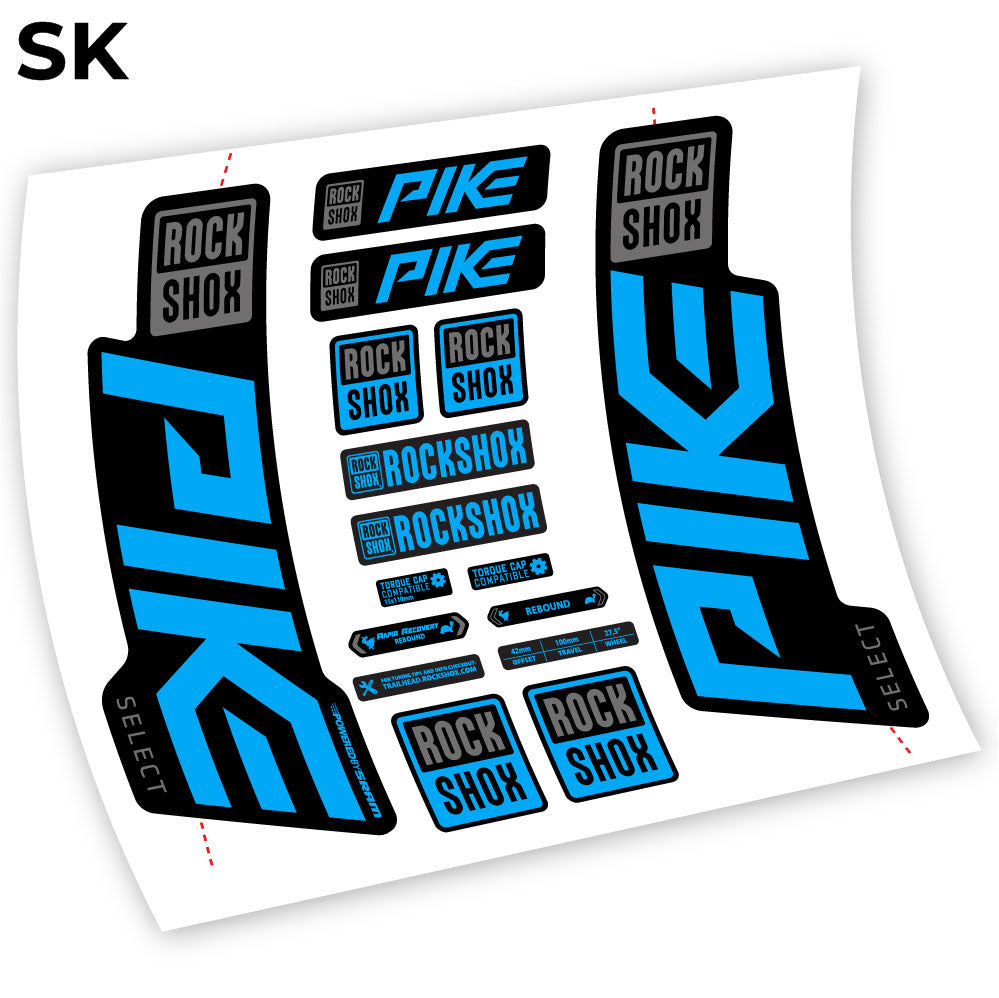 Stickers Rock Shox Pike Select 2021 compatibles Autocollants fourche VTT