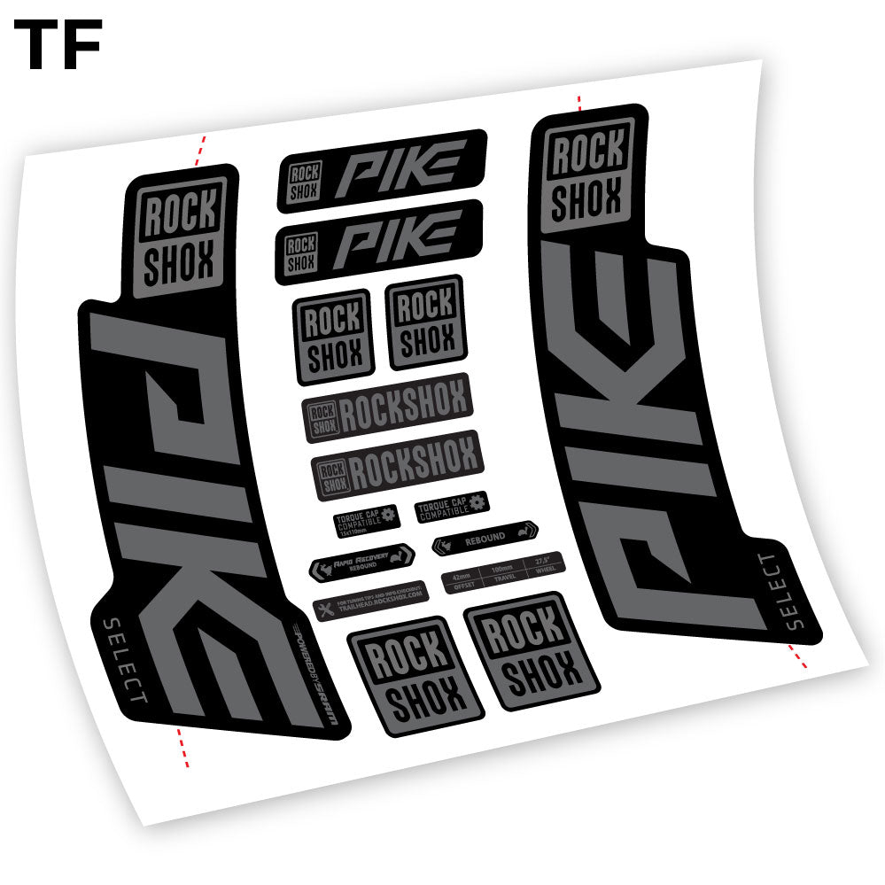 Stickers Rock Shox Pike Select 2021 compatibles Autocollants fourche VTT