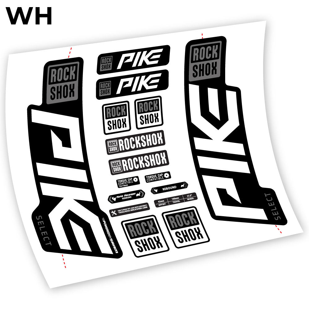 Stickers Rock Shox Pike Select 2021 compatibles Autocollants fourche VTT