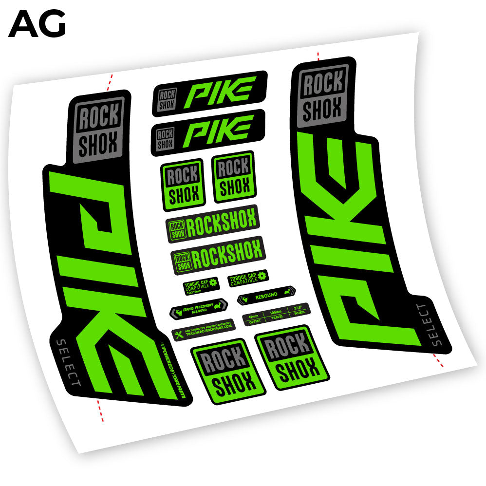 Stickers Rock Shox Pike Select 2021 compatibles Autocollants fourche VTT