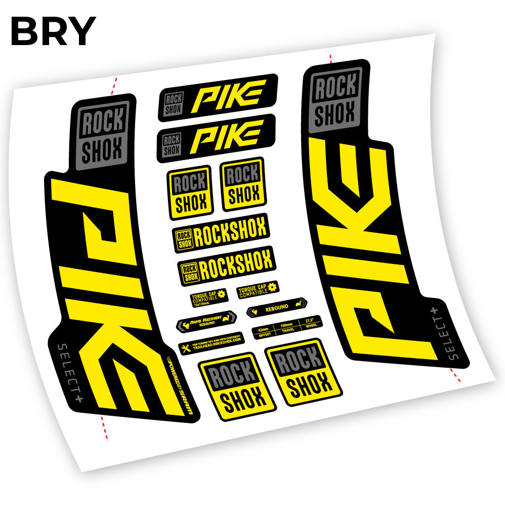 Stickers Rock Shox Pike Select Plus 2021 compatibles Autocollants fourche VTT