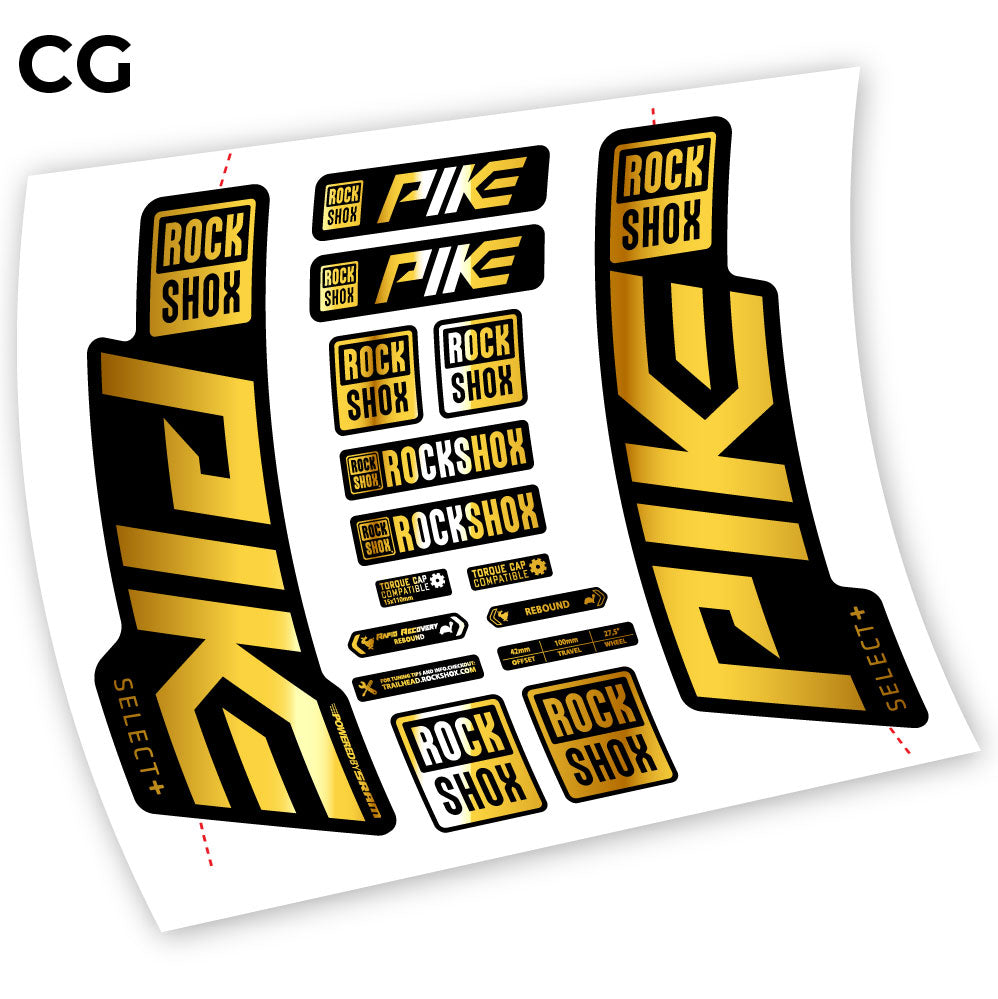 Stickers Rock Shox Pike Select Plus 2021 compatibles Autocollants fourche VTT
