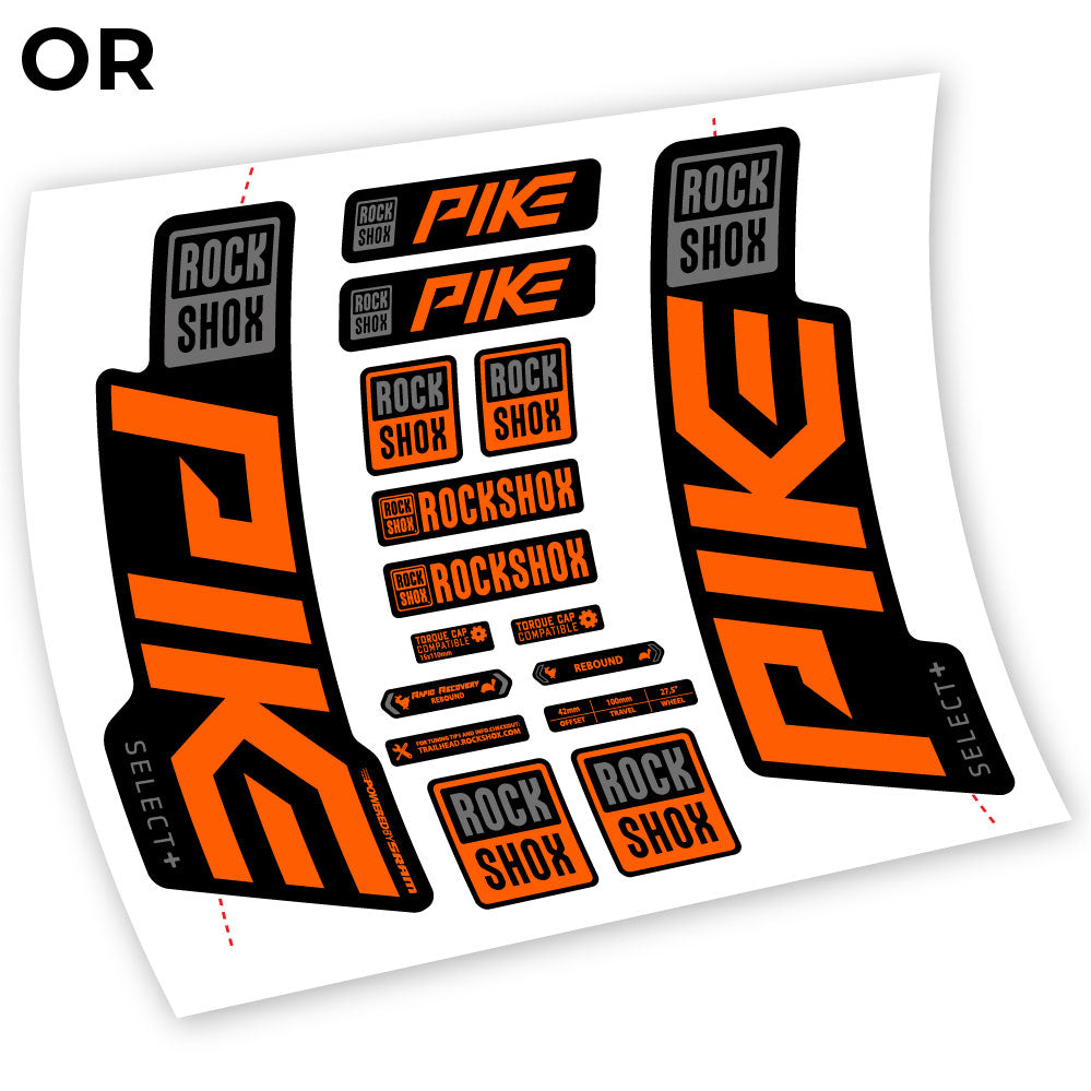 Stickers Rock Shox Pike Select Plus 2021 compatibles Autocollants fourche VTT