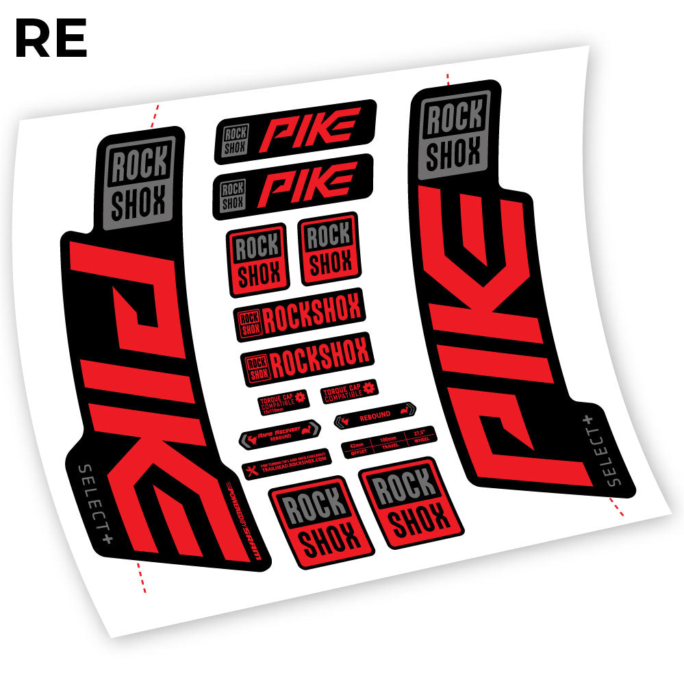 Stickers Rock Shox Pike Select Plus 2021 compatibles Autocollants fourche VTT