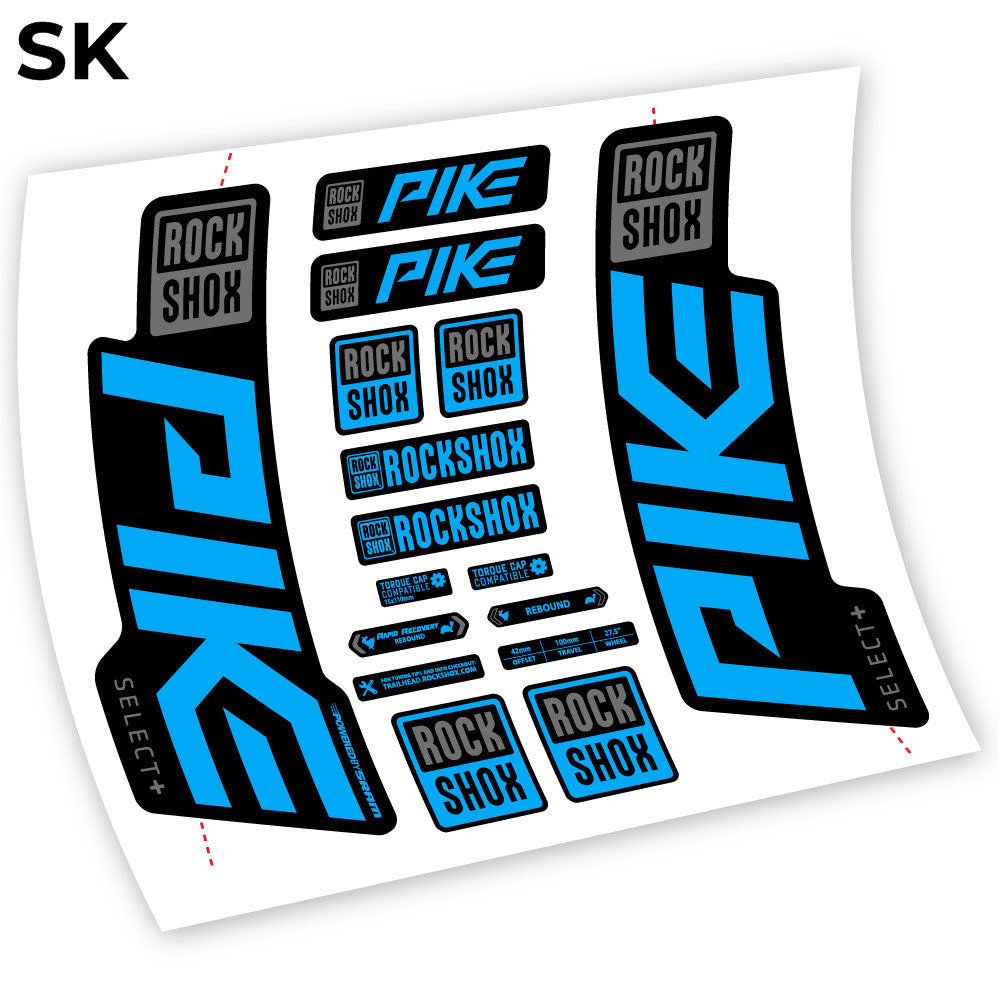 Stickers Rock Shox Pike Select Plus 2021 compatibles Autocollants fourche VTT