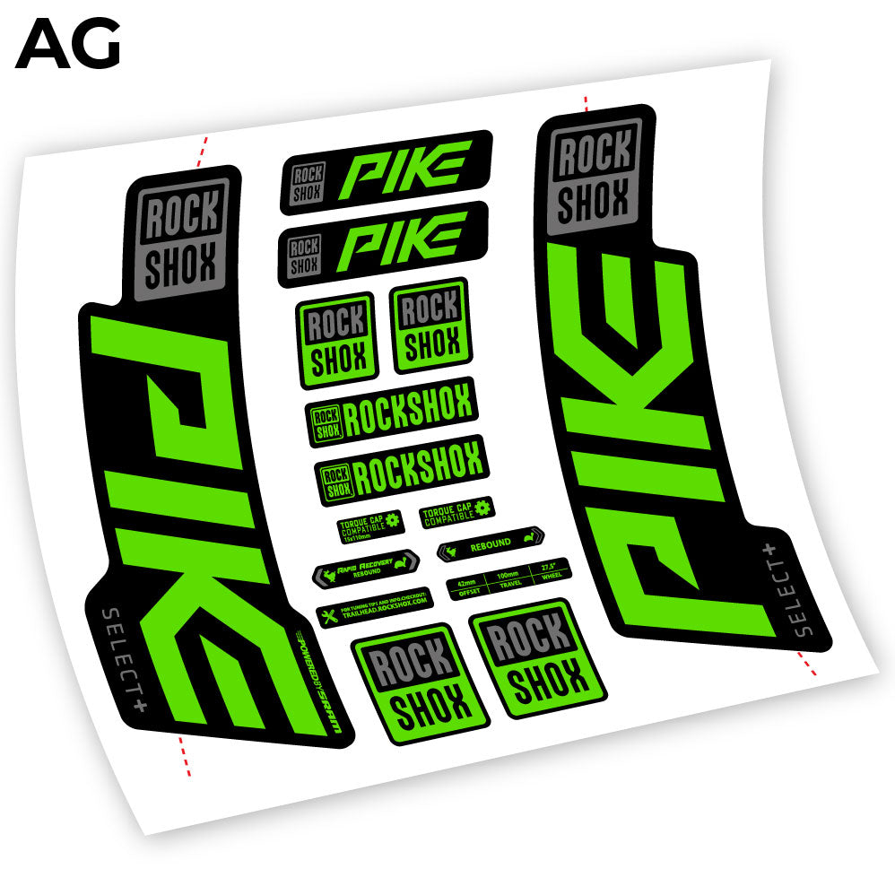 Stickers Rock Shox Pike Select Plus 2021 compatibles Autocollants fourche VTT
