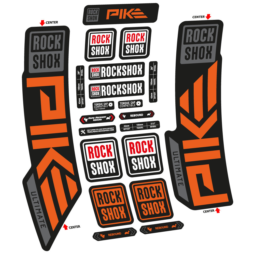 Stickers Rock Shox Pike Ultimate 2023 compatibles Autocollants fourche VTT