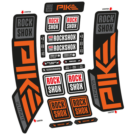 Stickers Rock Shox Pike Ultimate 2023 compatibles Autocollants fourche VTT