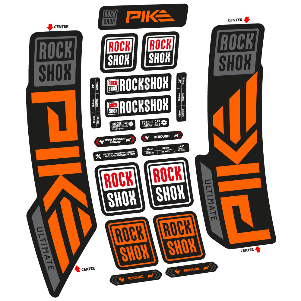 Stickers Rock Shox Pike Ultimate 2023 compatibles Autocollants fourche VTT