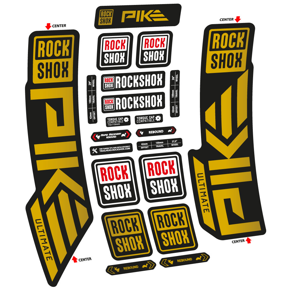 Stickers Rock Shox Pike Ultimate 2023 compatibles Autocollants fourche VTT