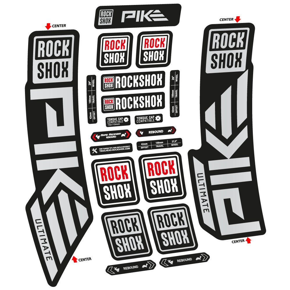 Stickers Rock Shox Pike Ultimate 2023 compatibles Autocollants fourche VTT