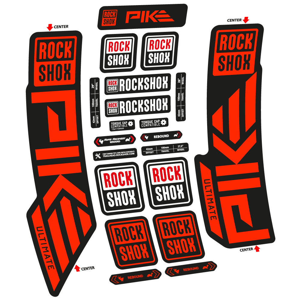 Stickers Rock Shox Pike Ultimate 2023 compatibles Autocollants fourche VTT