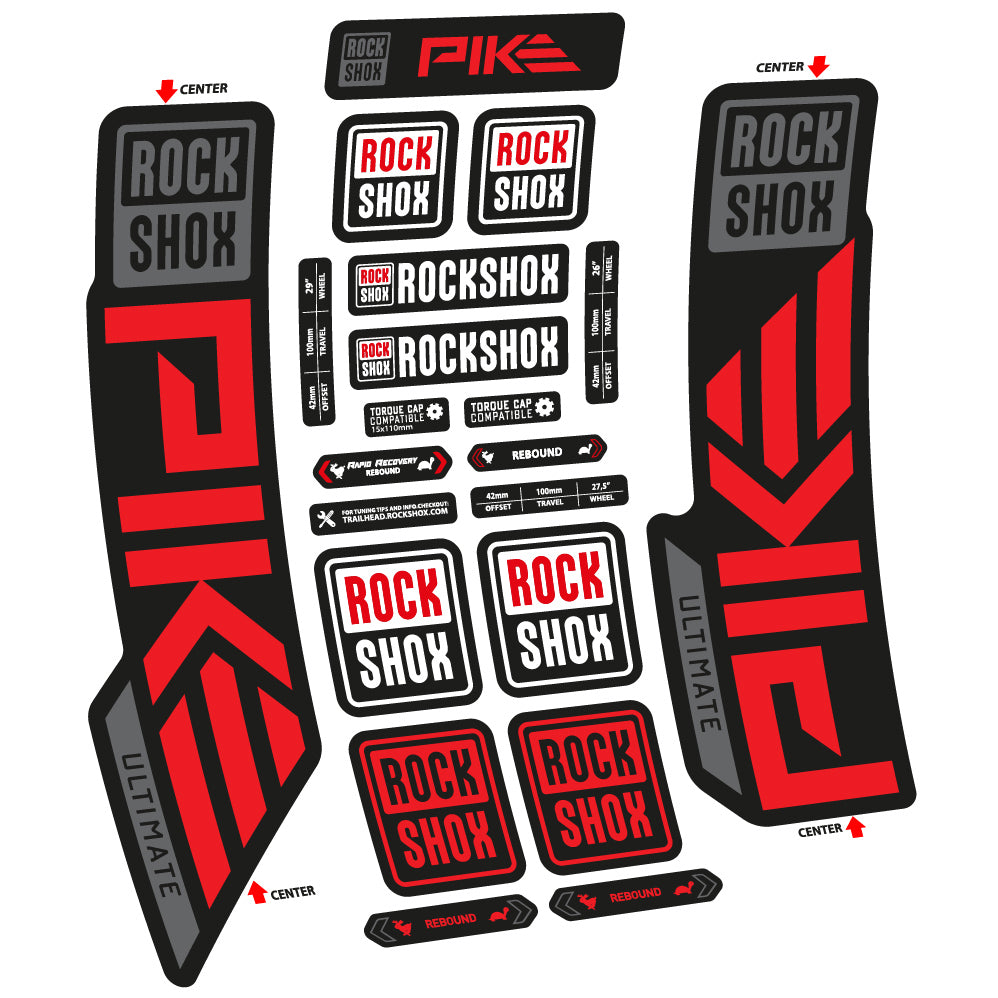 Stickers Rock Shox Pike Ultimate 2023 compatibles Autocollants fourche VTT