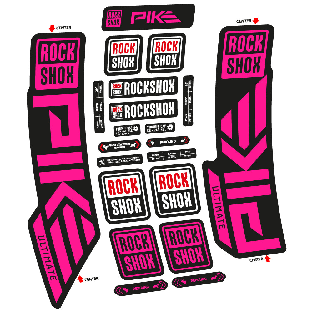 Stickers Rock Shox Pike Ultimate 2023 compatibles Autocollants fourche VTT