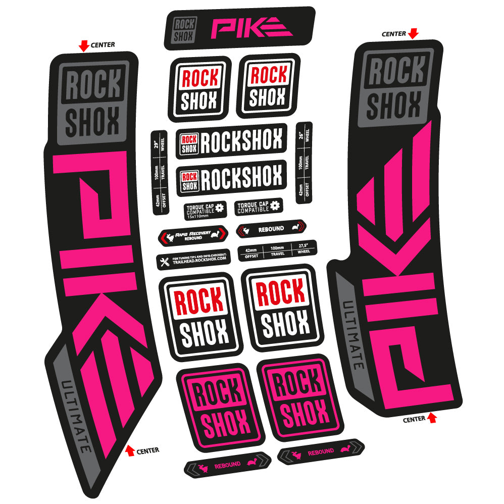 Stickers Rock Shox Pike Ultimate 2023 compatibles Autocollants fourche VTT