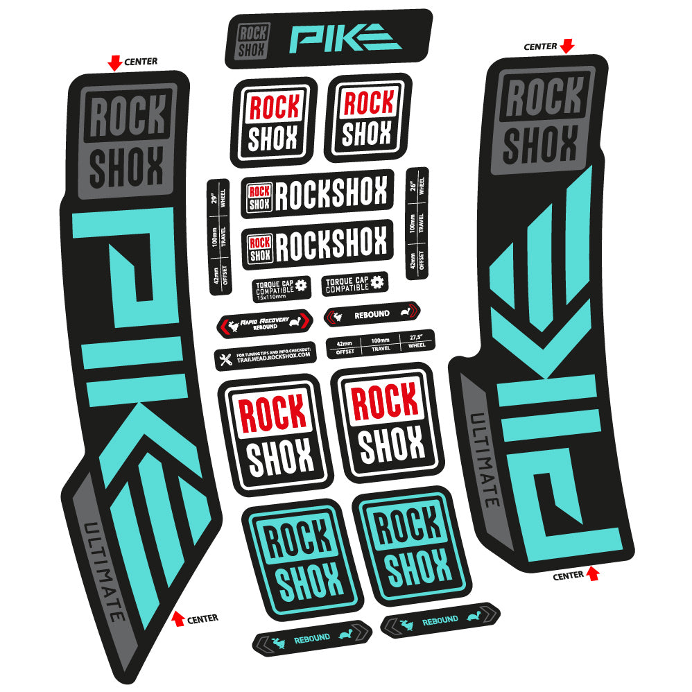 Stickers Rock Shox Pike Ultimate 2023 compatibles Autocollants fourche VTT