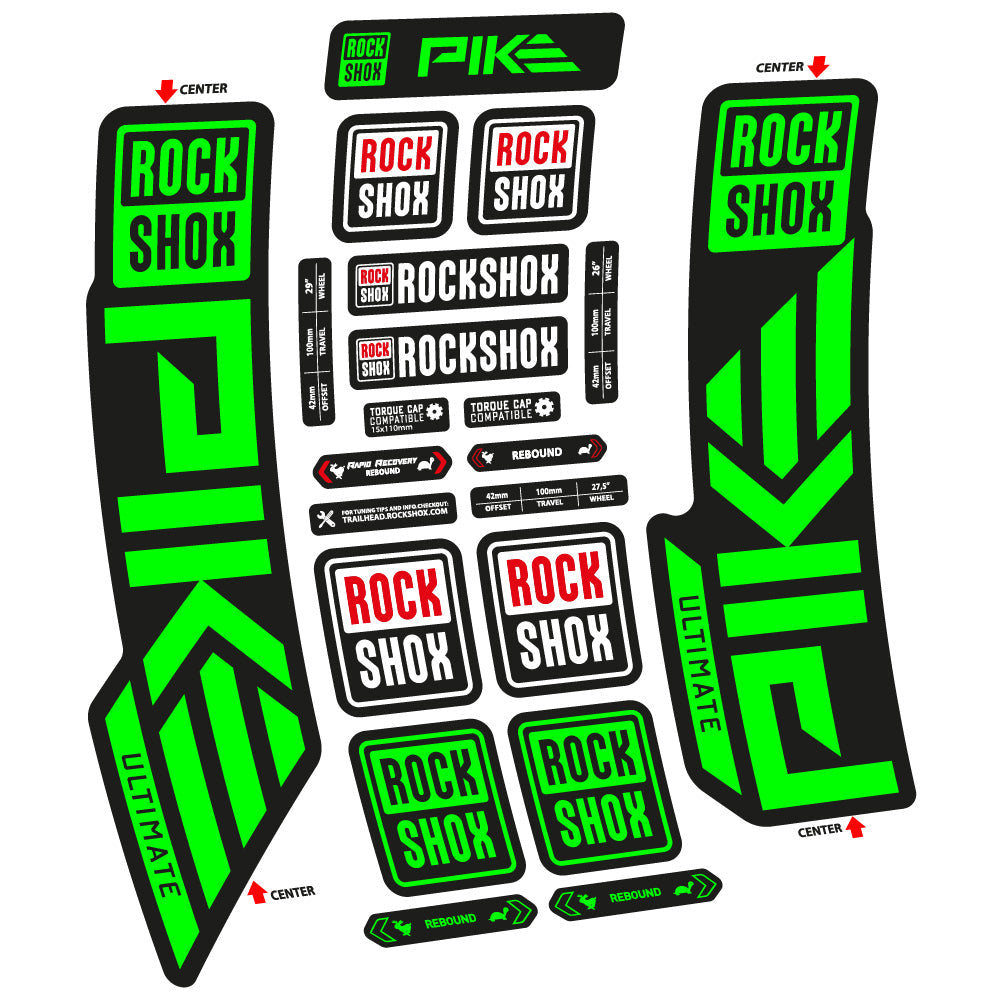 Stickers Rock Shox Pike Ultimate 2023 compatibles Autocollants fourche VTT