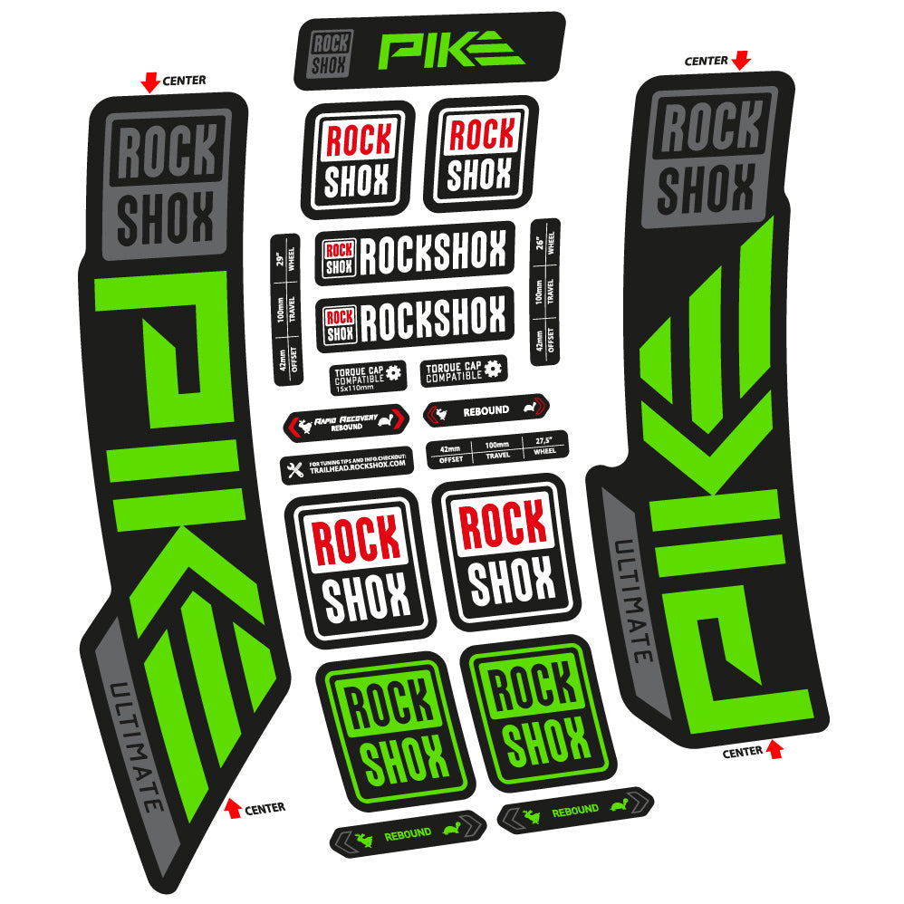Stickers Rock Shox Pike Ultimate 2023 compatibles Autocollants fourche VTT