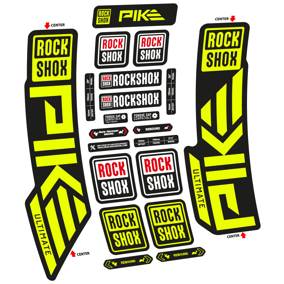 Stickers Rock Shox Pike Ultimate 2023 compatibles Autocollants fourche VTT