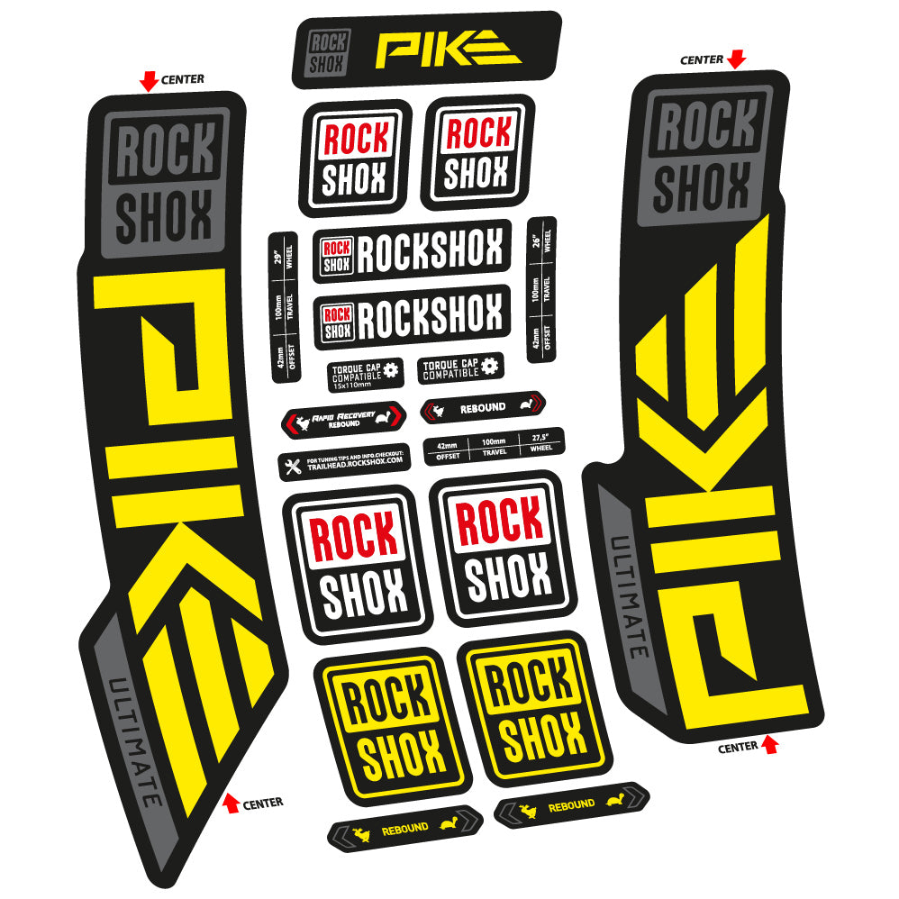 Stickers Rock Shox Pike Ultimate 2023 compatibles Autocollants fourche VTT