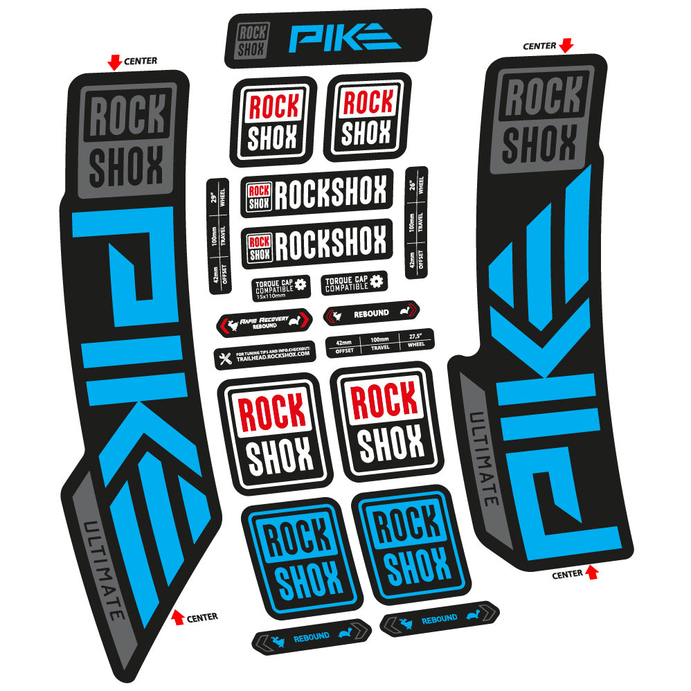 Stickers Rock Shox Pike Ultimate 2023 compatibles Autocollants fourche VTT