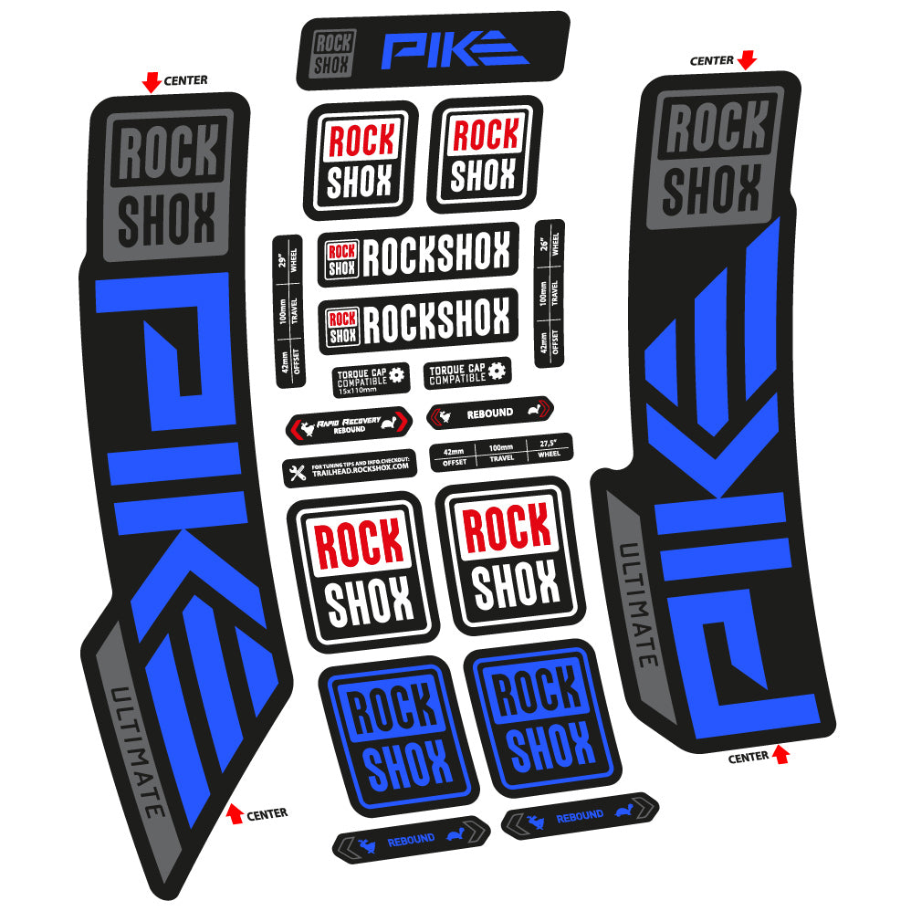 Stickers Rock Shox Pike Ultimate 2023 compatibles Autocollants fourche VTT