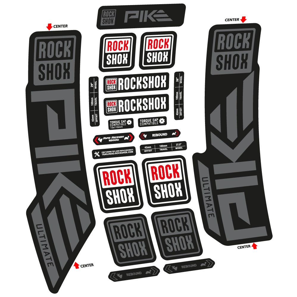 Stickers Rock Shox Pike Ultimate 2023 compatibles Autocollants fourche VTT