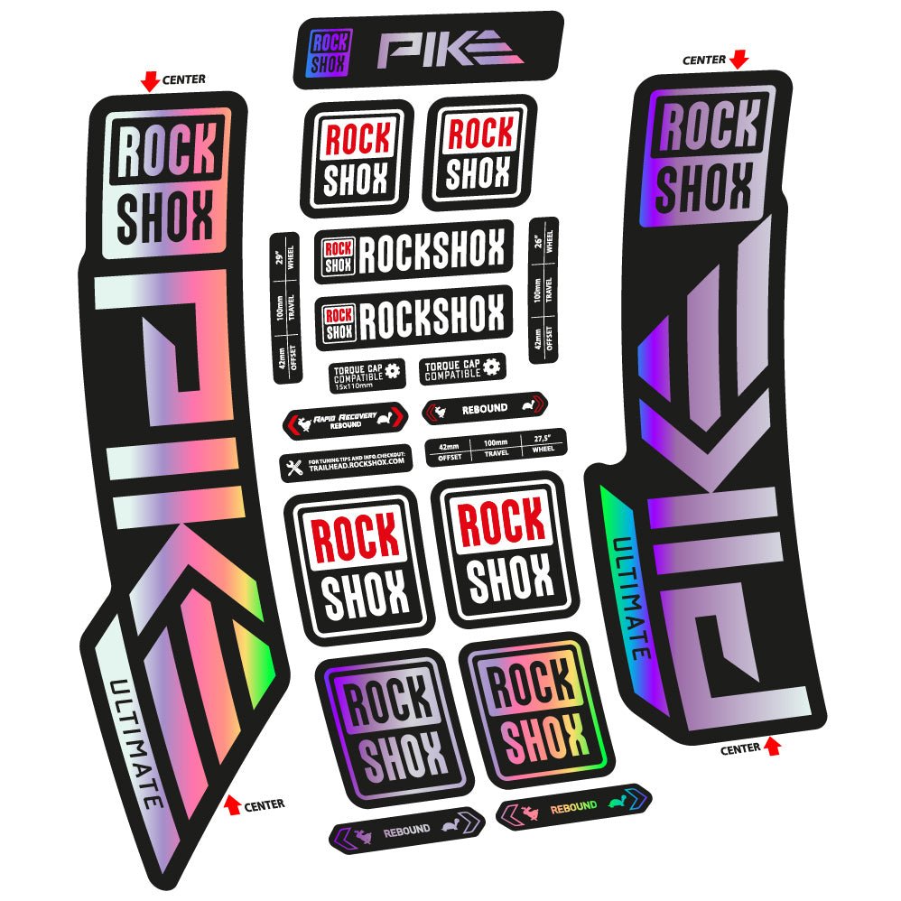 Stickers Rock Shox Pike Ultimate 2023 compatibles Autocollants fourche VTT