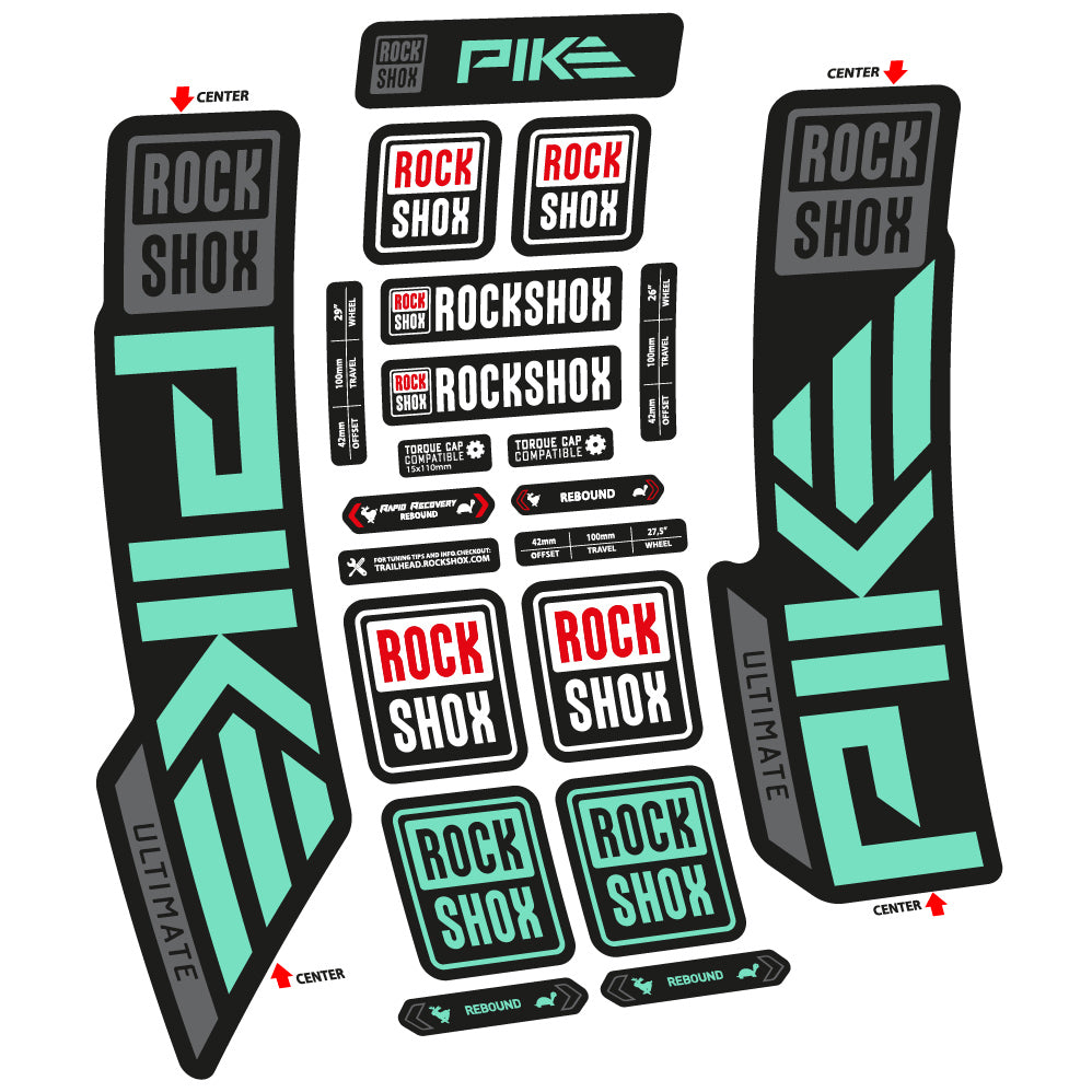Stickers Rock Shox Pike Ultimate 2023 compatibles Autocollants fourche VTT