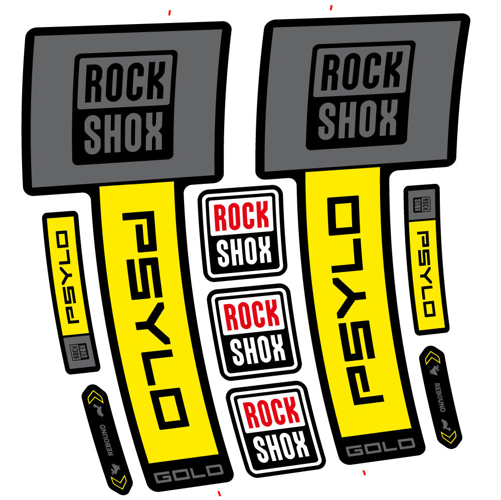 Stickers Rock Shox Psylo Gold 2025 compatibles Autocollants fourche VTT 29"