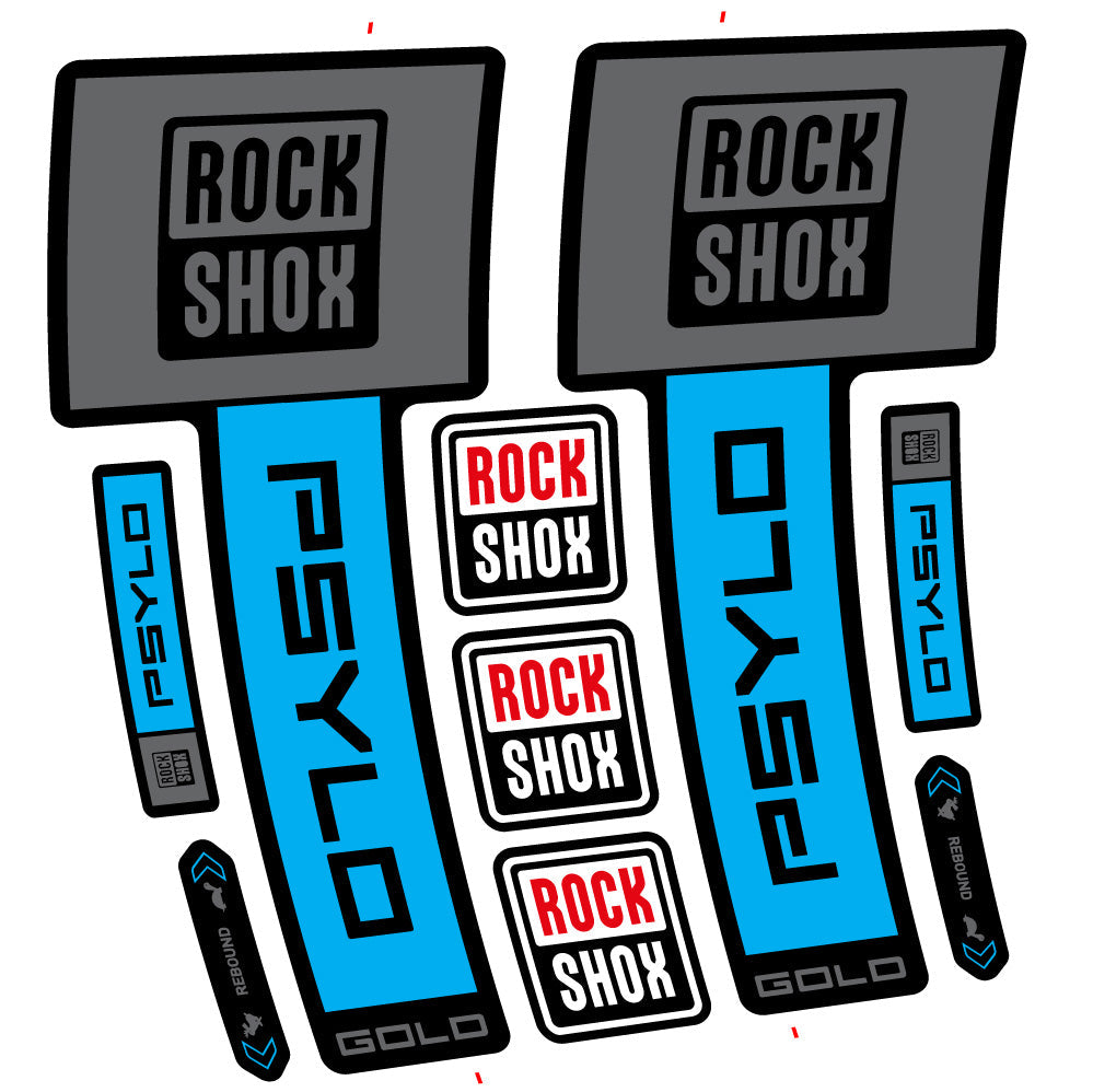 Stickers Rock Shox Psylo Gold 2025 compatibles Autocollants fourche VTT 29"