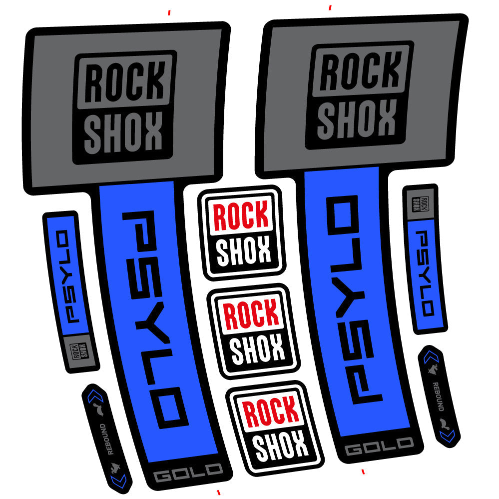 Stickers Rock Shox Psylo Gold 2025 compatibles Autocollants fourche VTT 29"