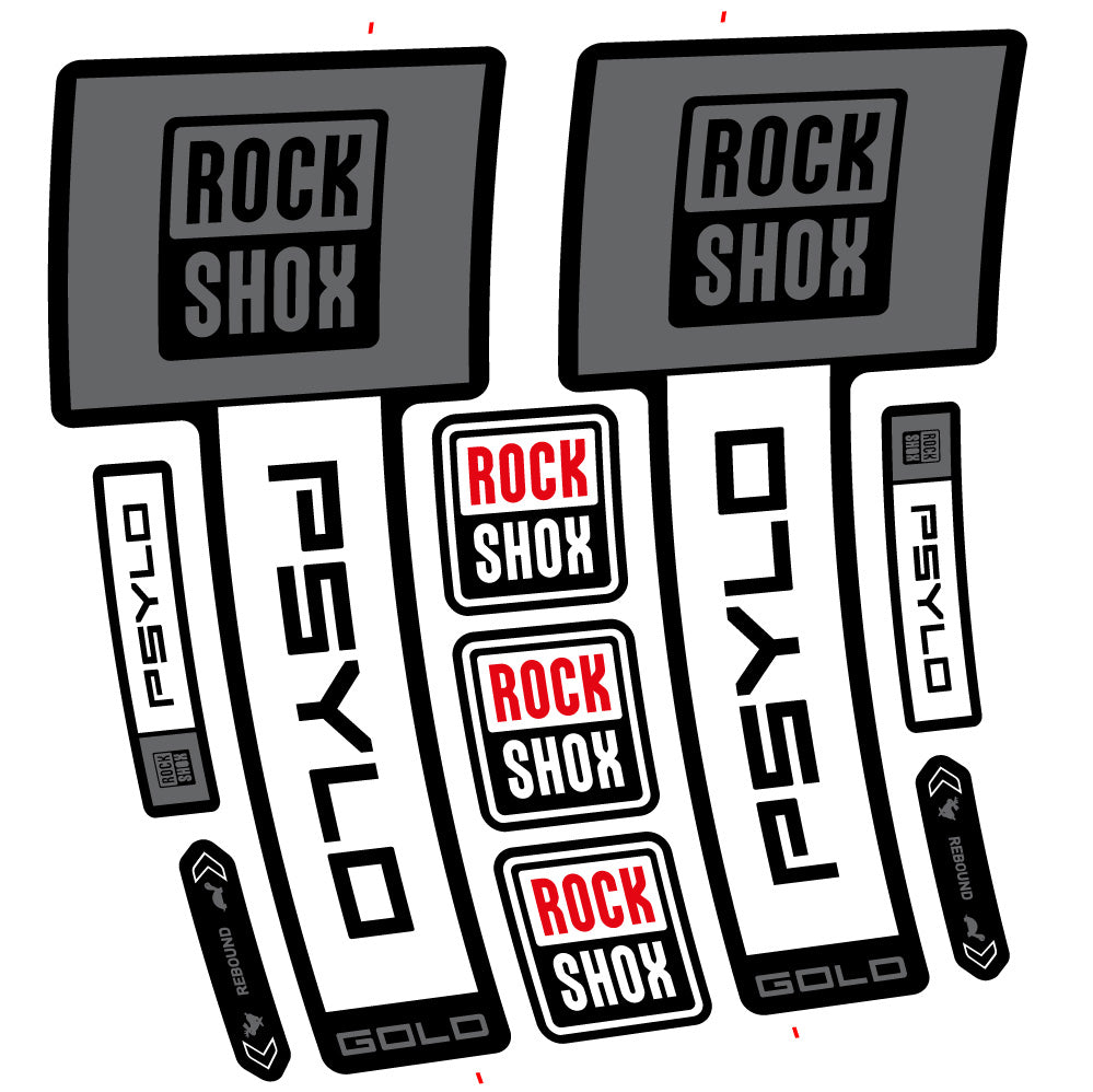 Stickers Rock Shox Psylo Gold 2025 compatibles Autocollants fourche VTT 29"