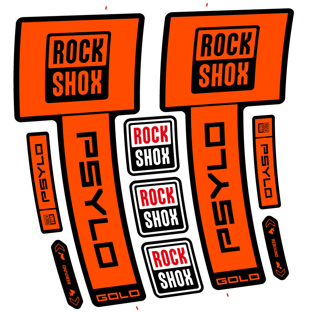 Stickers Rock Shox Psylo Gold 2025 compatibles Autocollants fourche VTT 29"