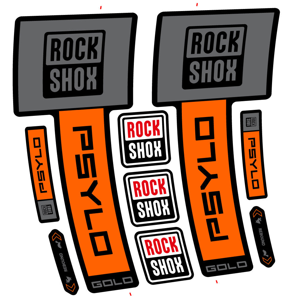 Stickers Rock Shox Psylo Gold 2025 compatibles Autocollants fourche VTT 29"