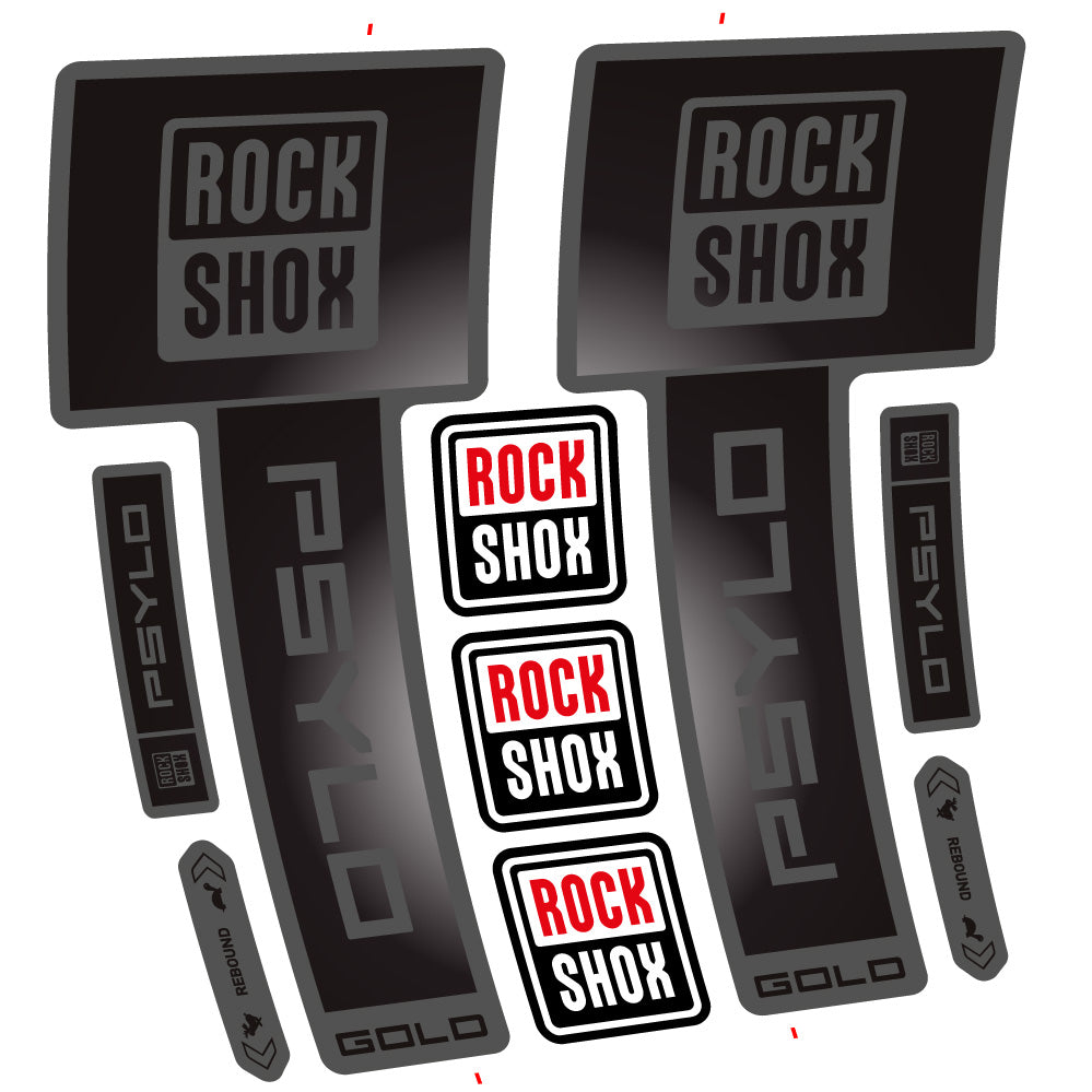 Stickers Rock Shox Psylo Gold 2025 compatibles Autocollants fourche VTT 29"